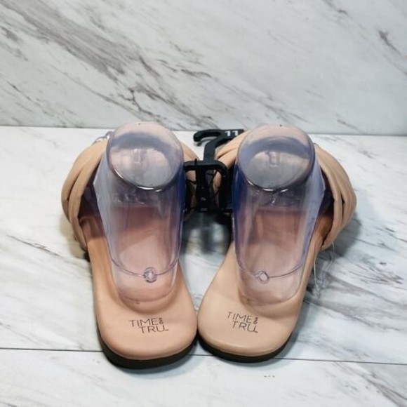 Time and Tru Women's BlushMulti-Band Slide Flat Casual Sandals  SIZE 11 NEW - Picture 5 of 6
